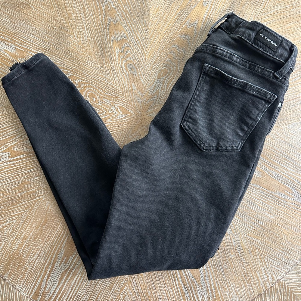 Just Black high rise denim, distressed hem